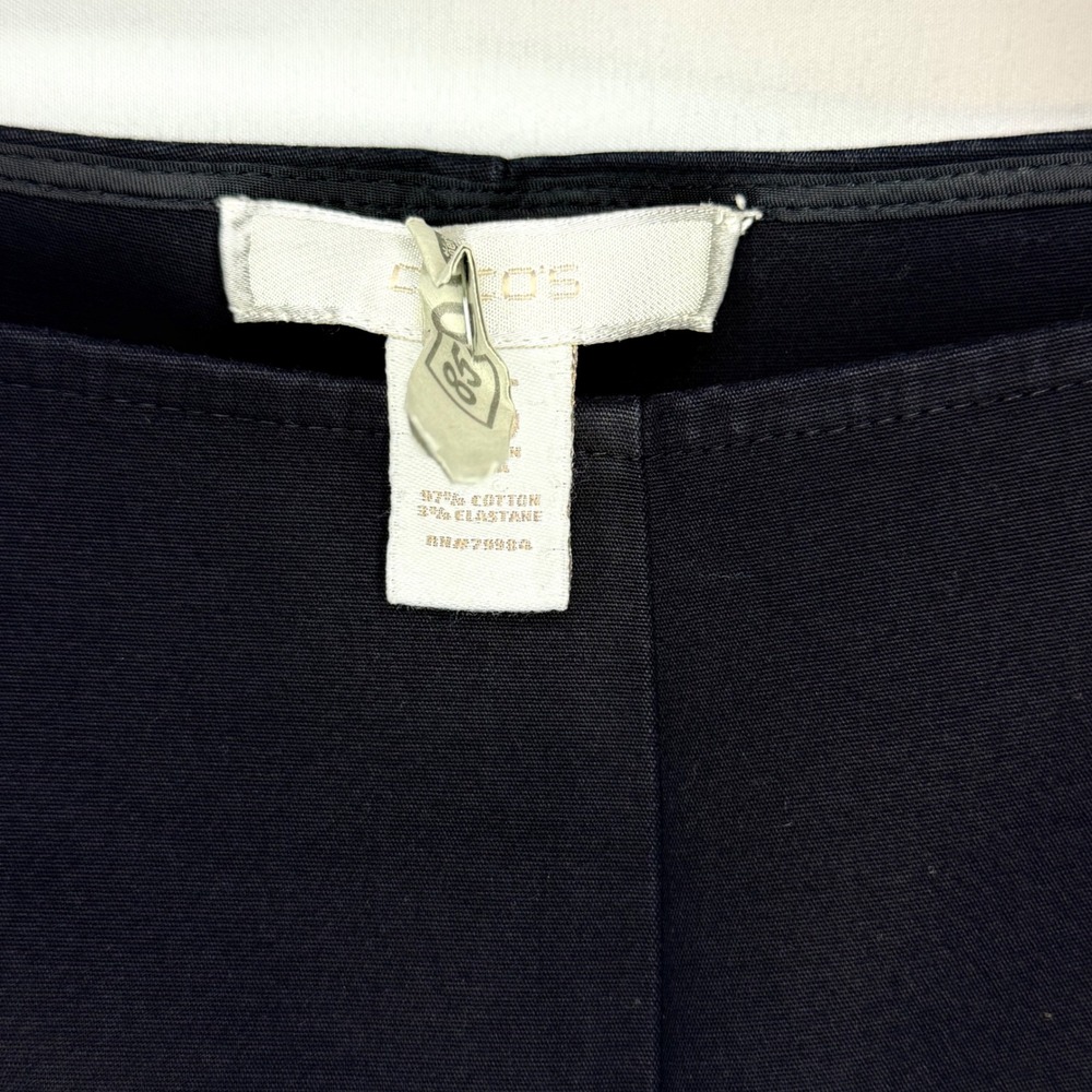 Chicos Navy Blue Straight Leg Stretch Cotton Trousers Pants Size 1.5 Womens - Picture 4 of 6